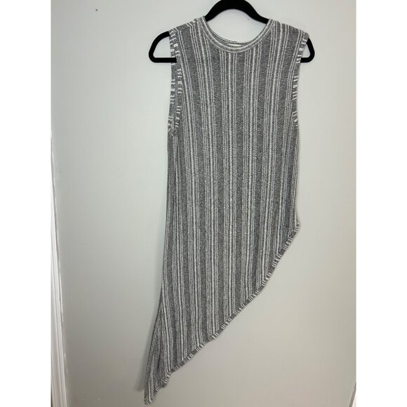 Anthropologie Dresses & Skirts - Pebble and Stone Anthropologie high-low slit dress grey stripe women's size XL